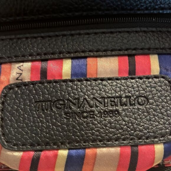 Tignanello Black Leather Pebbled Shoulder Bag Women’s Handbag - Picture 6 of 9